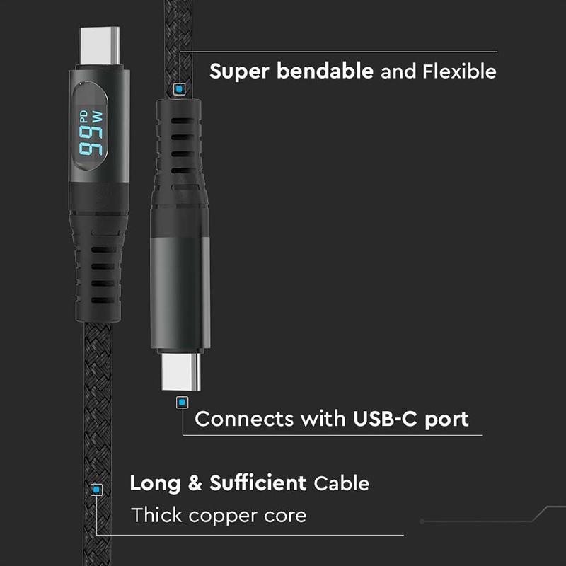 Cablu Usb Type C Usb Type C 1m Cu Afisaj 5a V Tac Sku 7746