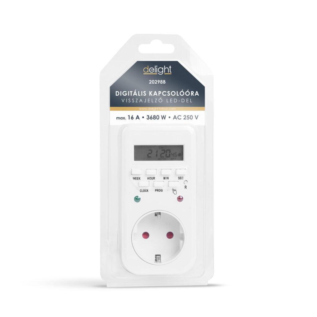 Priza Programabila Cu Ceas Comutator Digital Led Indicator 250v 16a 3680w Delight 20298b