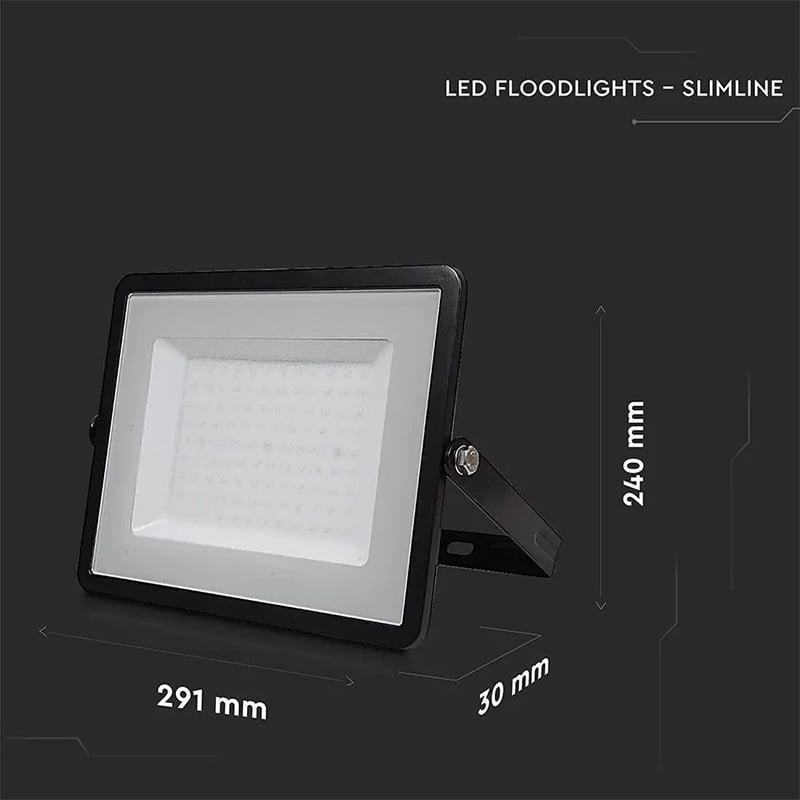 Reflector Led Smd 100w 8000lm 6400k Ip65 Negru Cu Cip Samsung V Tac Sku 414