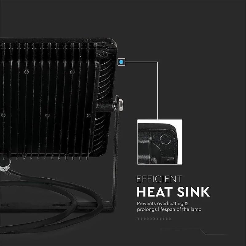 Reflector Led Smd 100w 8000lm 6400k Ip65 Negru Cu Cip Samsung V Tac Sku 414