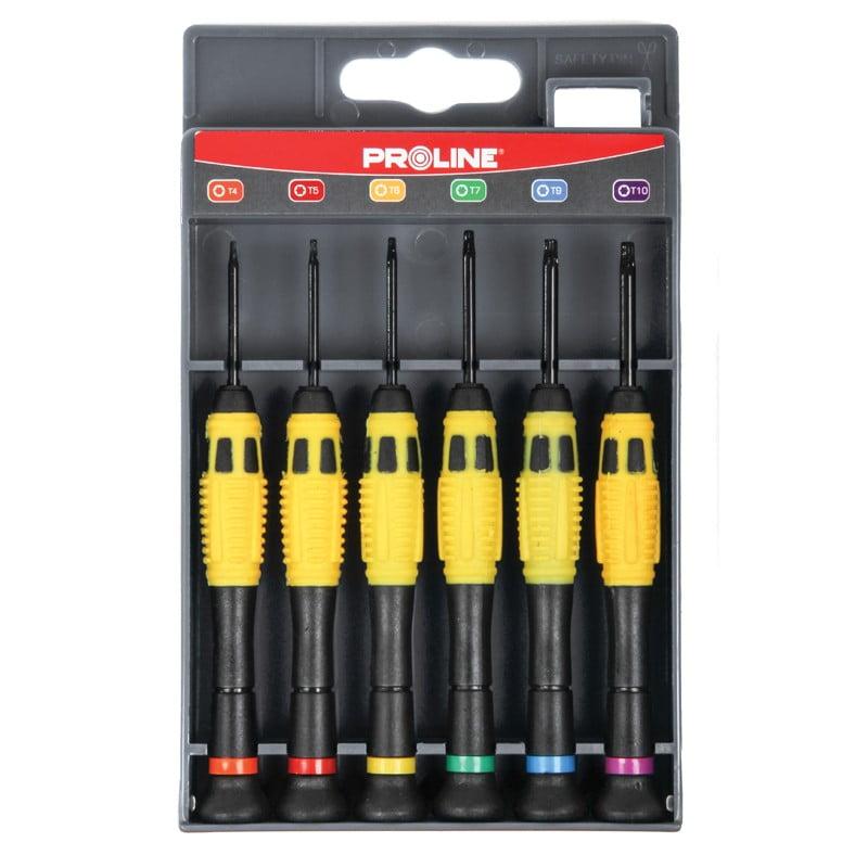 Set Surubelnite Precizie Torx T4 T5 T6 T7 T9 T10 Din Otel Special Calit Aliaj Nichel Crom Molibden Cu Maner Proline 10225