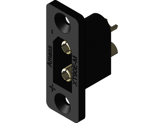 Soclu Alimentare Dc Xt90 Tata Pe Panou 2 Pini Lipire 30a 500v Negru Amass Xt90e M