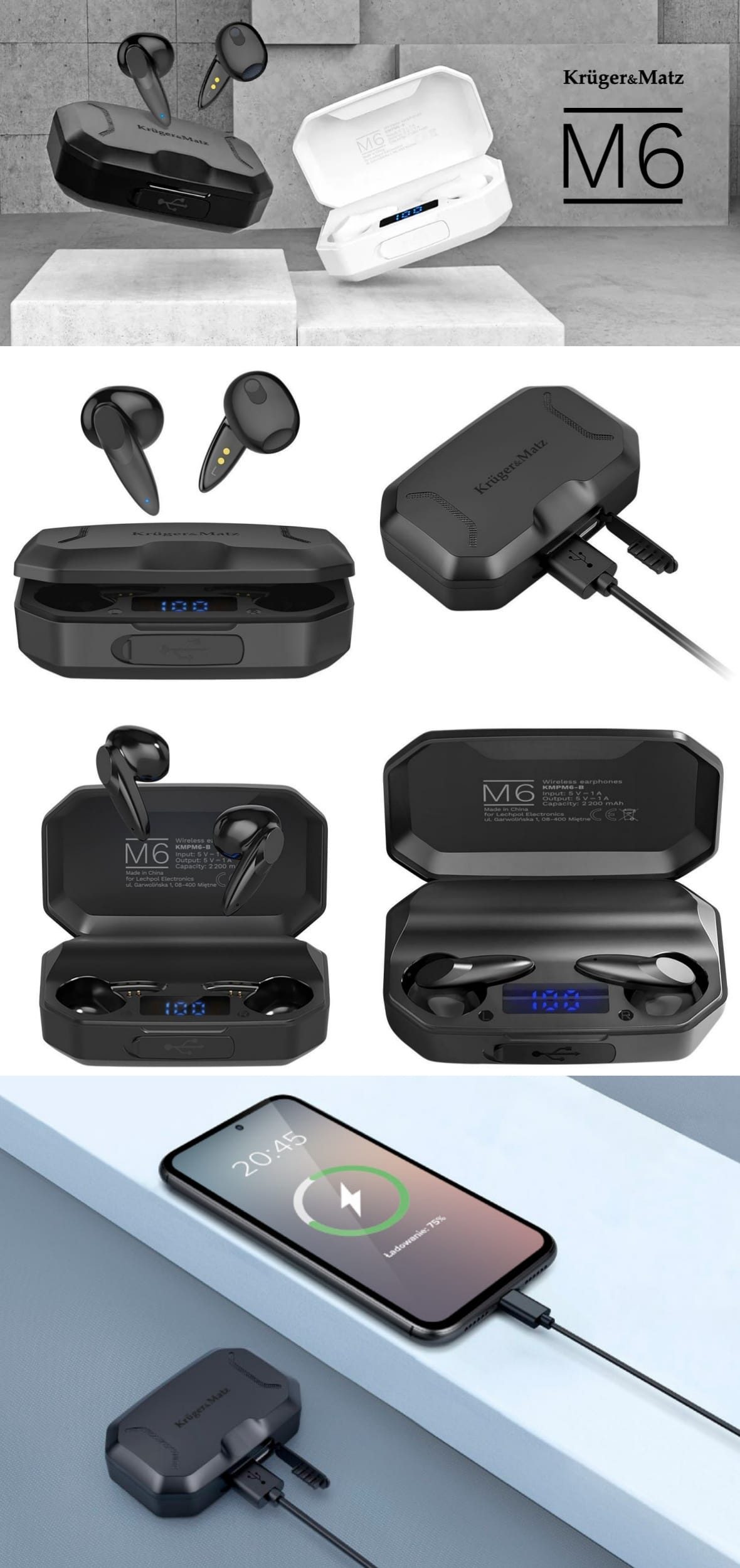 Casti Bluetooth 5.1 M6 Kruger&matz Kmpm6 B