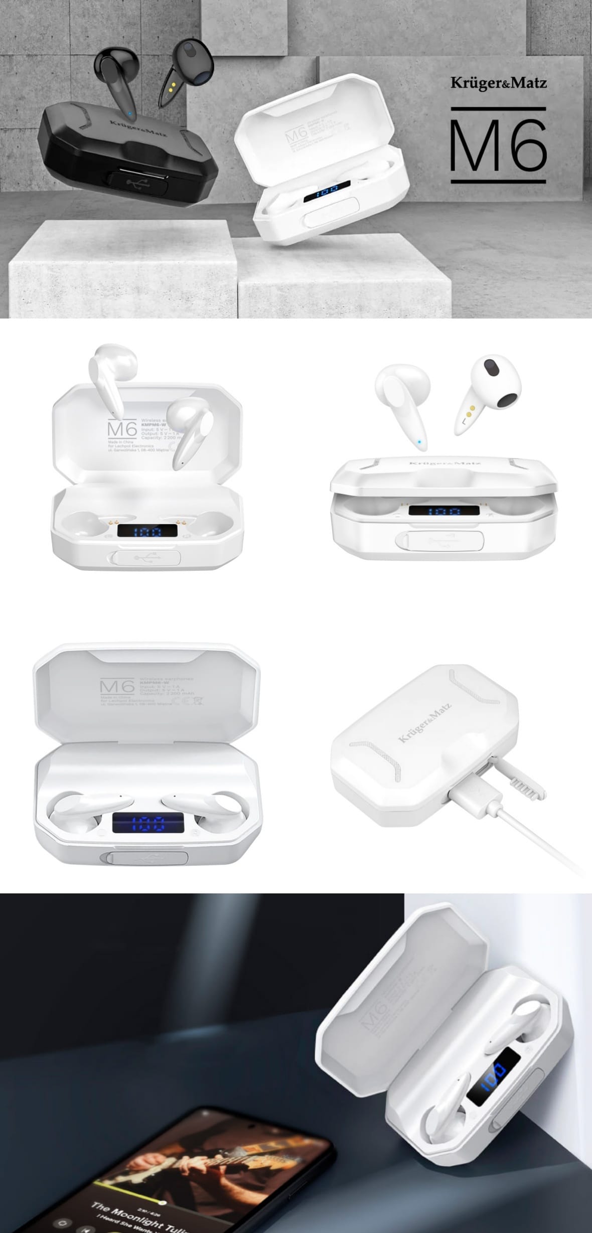 Casti Bluetooth 5.1 M6 Kruger&matz Kmpm6 W