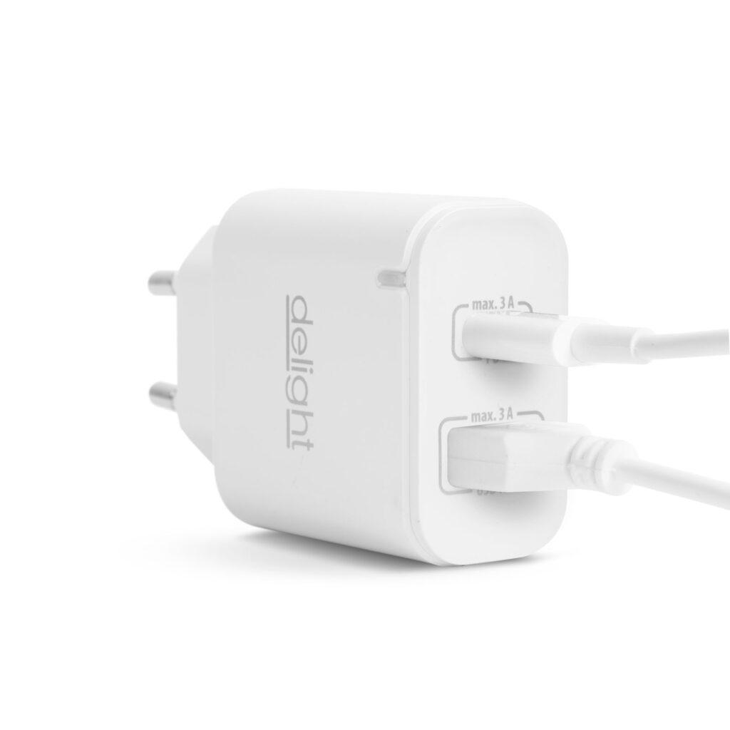 Adaptor De Retea Qc30 Usb Usb Type C Pd 20w Cu Incarcare Rapida Alb Delight 55047wh