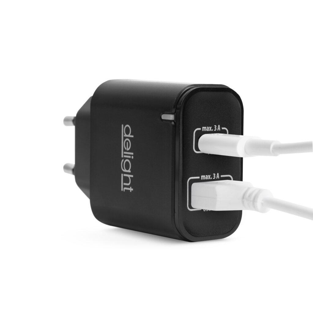 Adaptor De Retea Usb Qc30 Usb Type C Pd 20w Cu Incarcare Rapida Negru Delight 55047bk