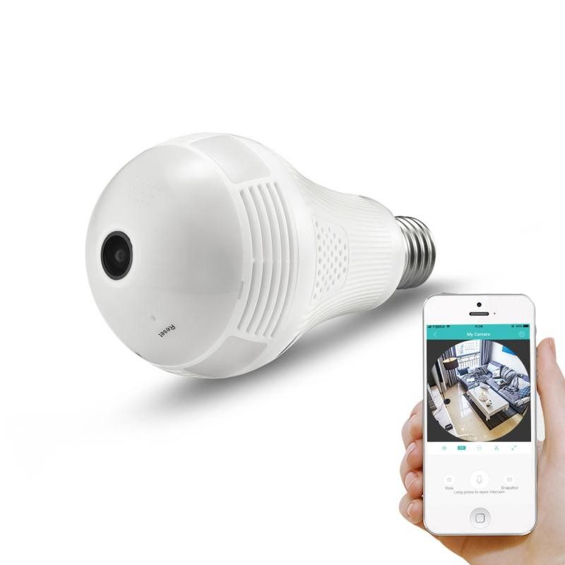 Bec Led Cu Camera Ip Vr Bulb Camera Panoramic Wi Fi 360eyes 100 240v White