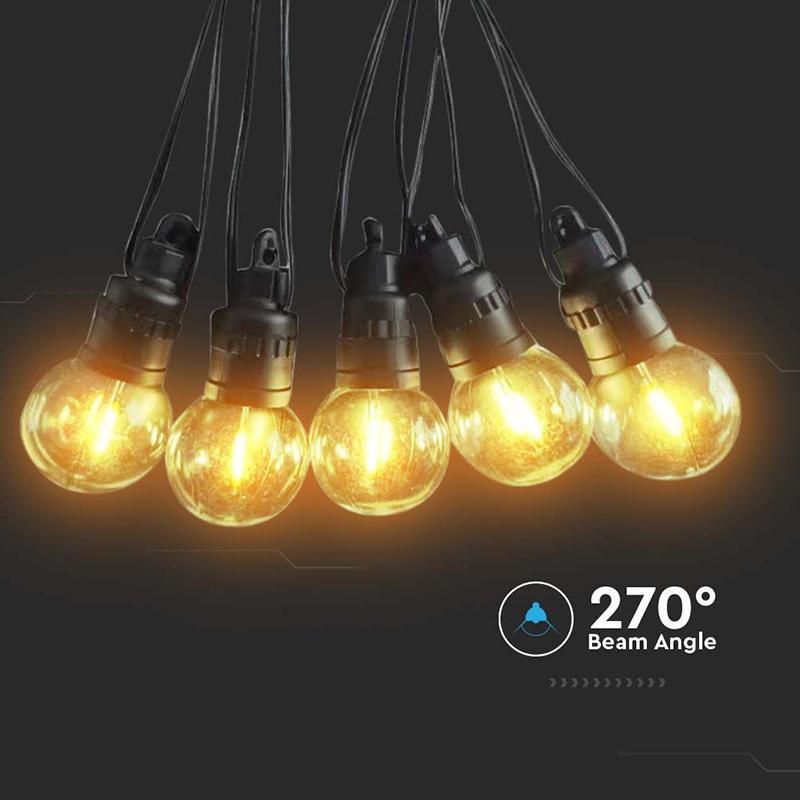 Ghirlanda Solara Led 10x 05w 12m 3000k Ip44 37v 1200mah V Tac Sku 7804