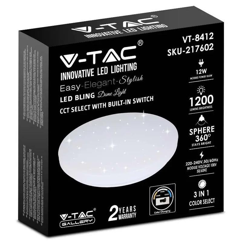 Plafoniera Led 12w 1200lm 23cm 3 In 1 Model Stelute V Tac Sku 217602