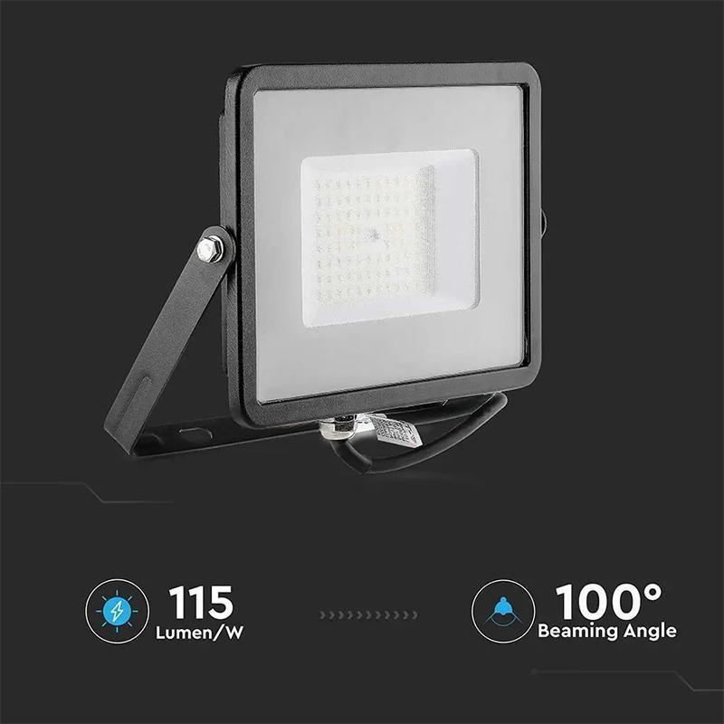 Reflector Led Smd Slim 50w 5750lm 6500k Ip65 Negru Cip Samsung V Tac Sku 21761