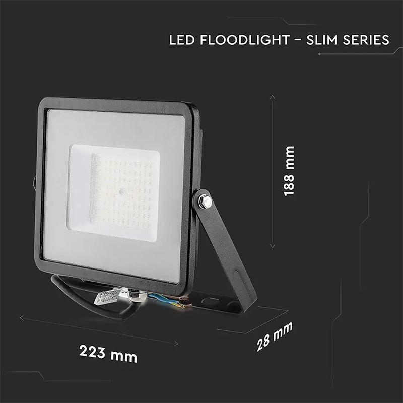 Reflector Led Smd Slim 50w 5750lm 6500k Ip65 Negru Cip Samsung V Tac Sku 21761
