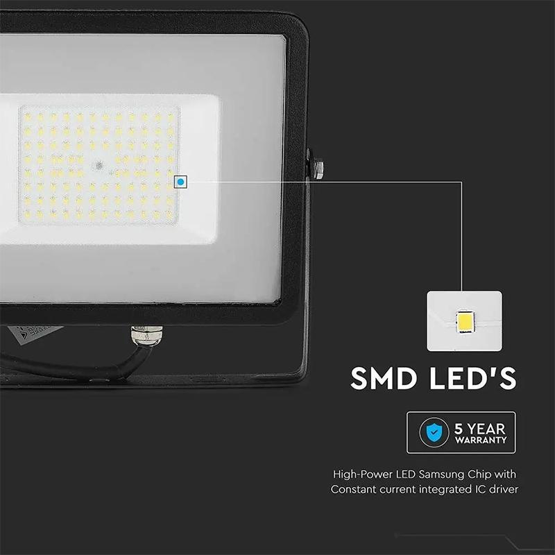 Reflector Led Smd Slim 50w 5750lm 6500k Ip65 Negru Cip Samsung V Tac Sku 21761