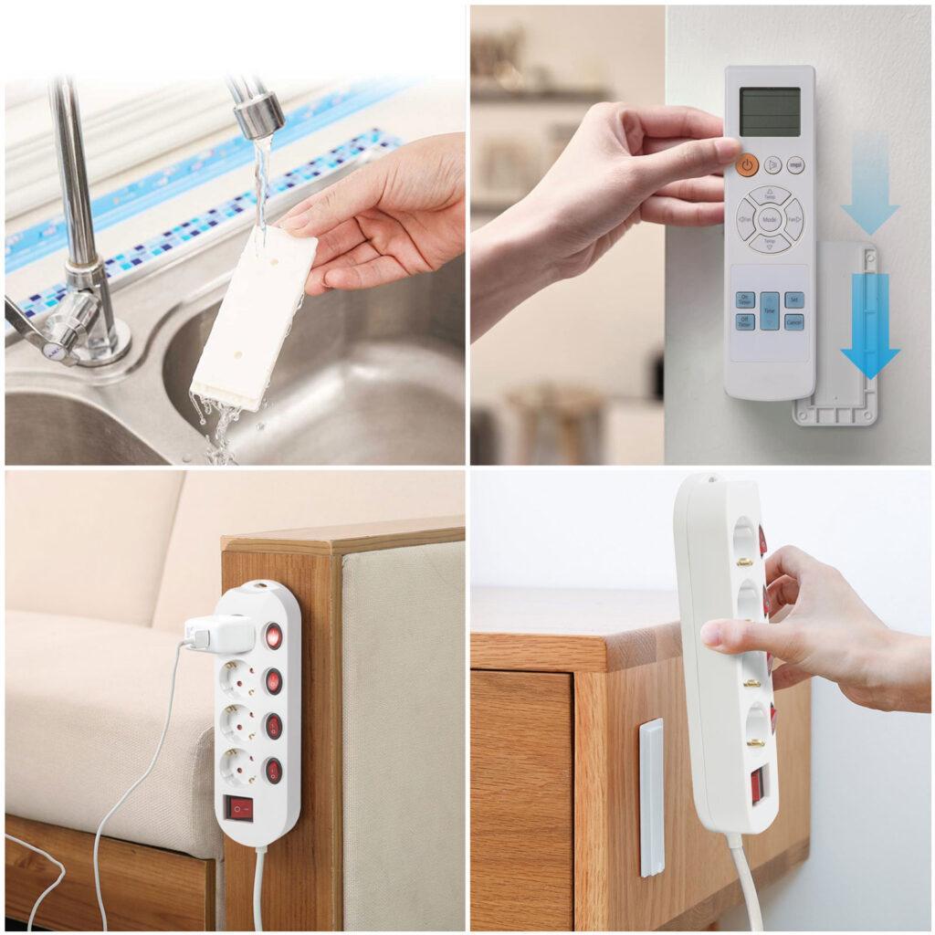 Suport De Perete Autoadeziv Detasabil Pentru Fixare Prelungitoare Routere Telecomenzi Aparate De Uz Casnic 100x45 Mm Delight 111