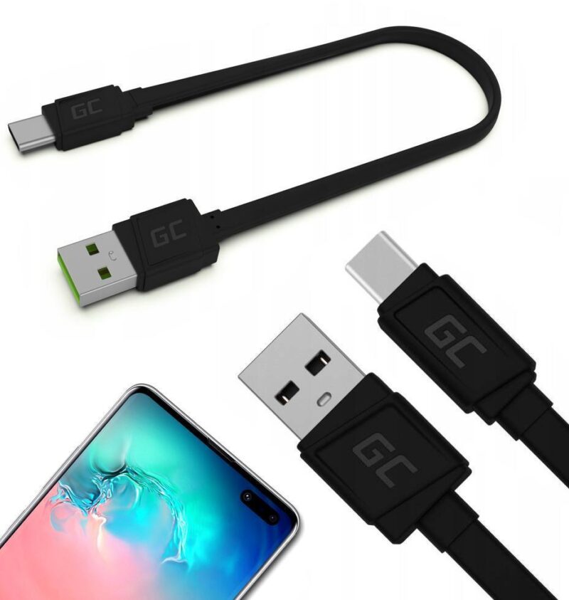 Cablu Usb 20 A Mufa Usb Type C Mufa 025m Plat Negru Green Cell Kabgc03