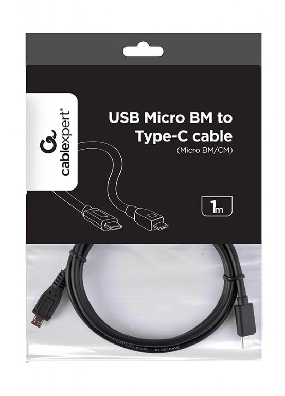 Cablu Usb20 B Micro Mufa Usb Type C Mufa 1m Negru Pvc Gembird Ccp Usb2 Mbmcm 1m