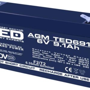 Acumulator AGM VRLA plumb acid 6V 9.1A 151x34xh95mm F2 TED Battery Expert Holland TED002990 5949258002990
