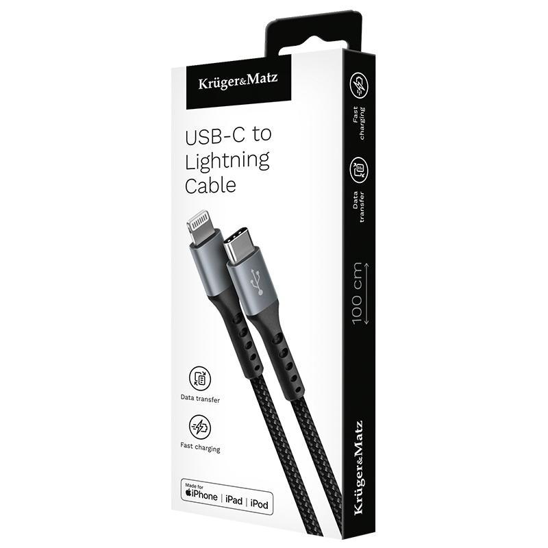 Cablu Usb Type C Lightning Certificat Mfi 1m 3a Bumbac Ofc Krugermatz