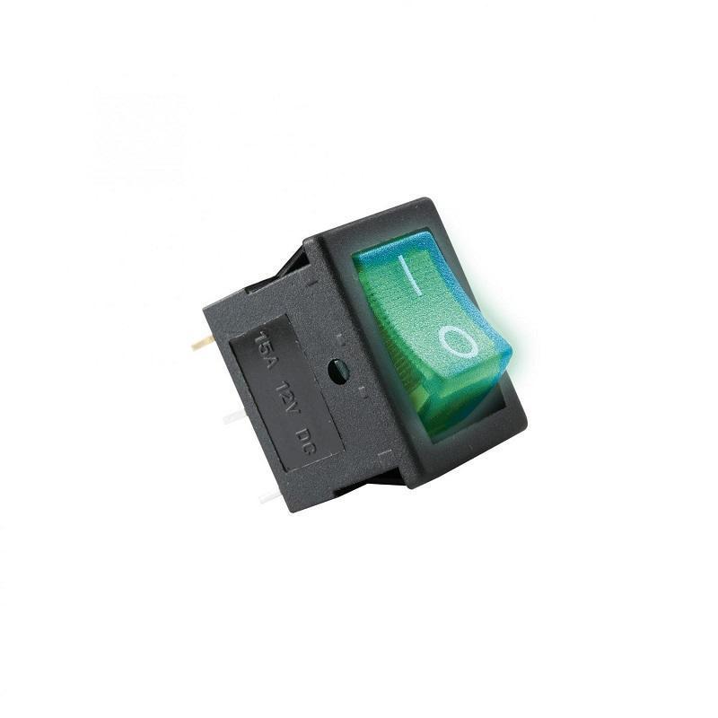 Comutator basculant 1 circuit 2 pozitii 12V cu bec verde incastrare 19x13mm HOME