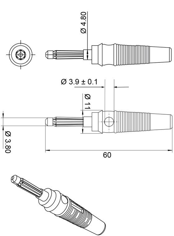 Conector Banana Tata Albastru 4mm Cauciuc Goobay