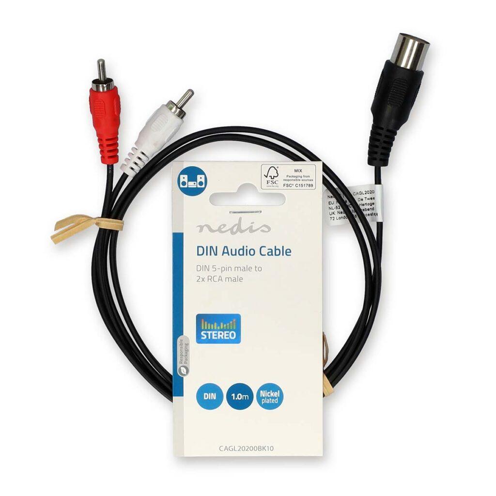 Cablu Audio Din 5pini Tata 2x Rca Tata 1m Nedis Cagl20200bk10