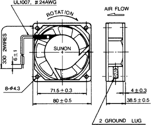 Ventilator Ac Axial 230vac 80x80x38mm 31dba Sunon Sf23080a2083hslgn