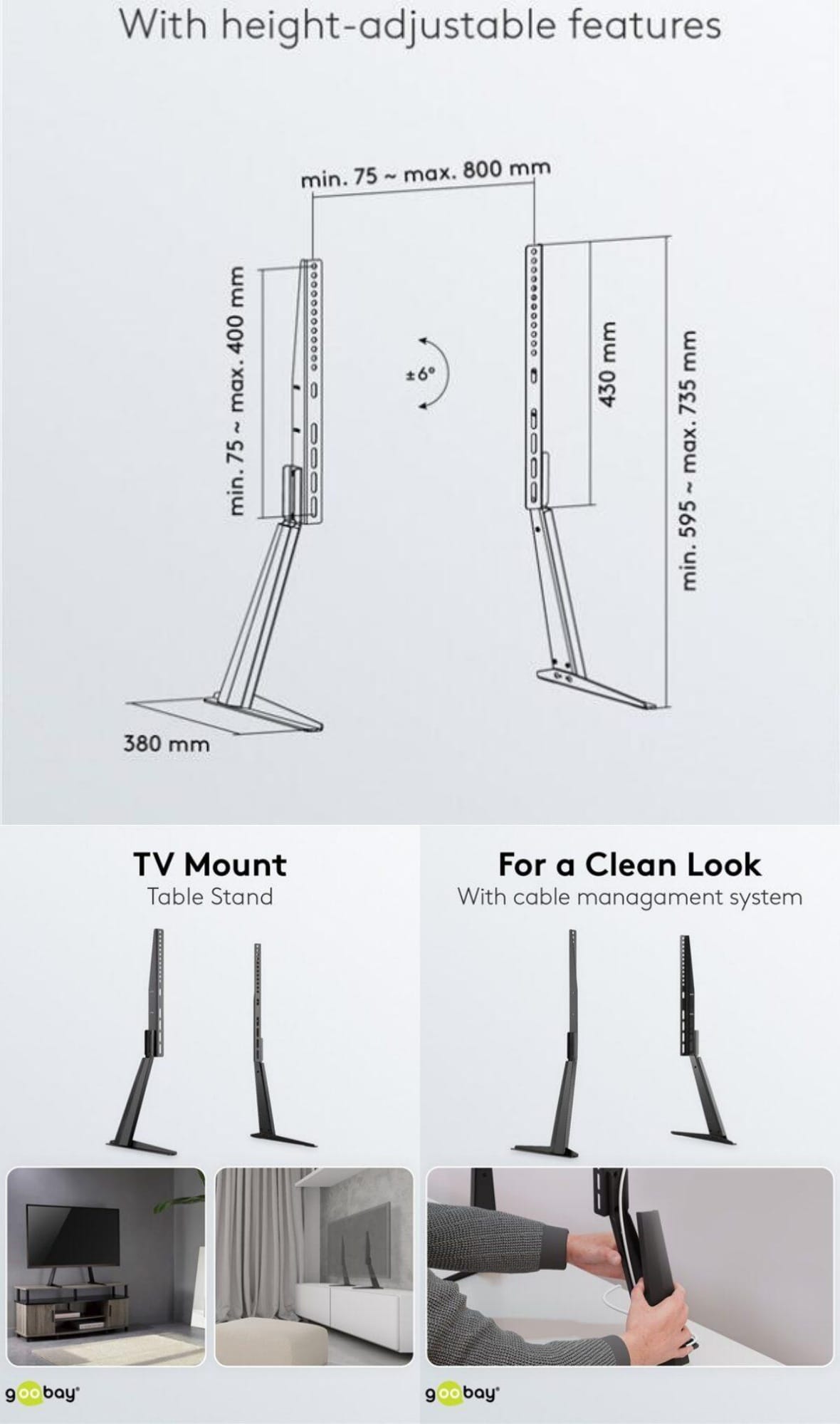 Suport Tv De Masa 32 70inch 81 178cm Goobay