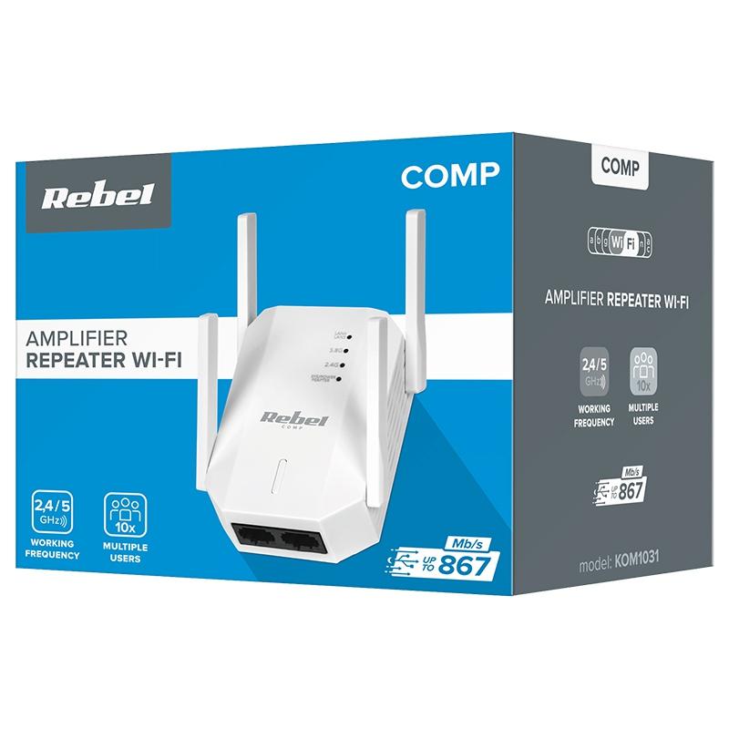Amplificator de semnal range extender repeater 2.4-5GHz REBEL KOM1031 5 Amplificator De Semnal Range Extender Repeater 24 5ghz Rebel Kom1031