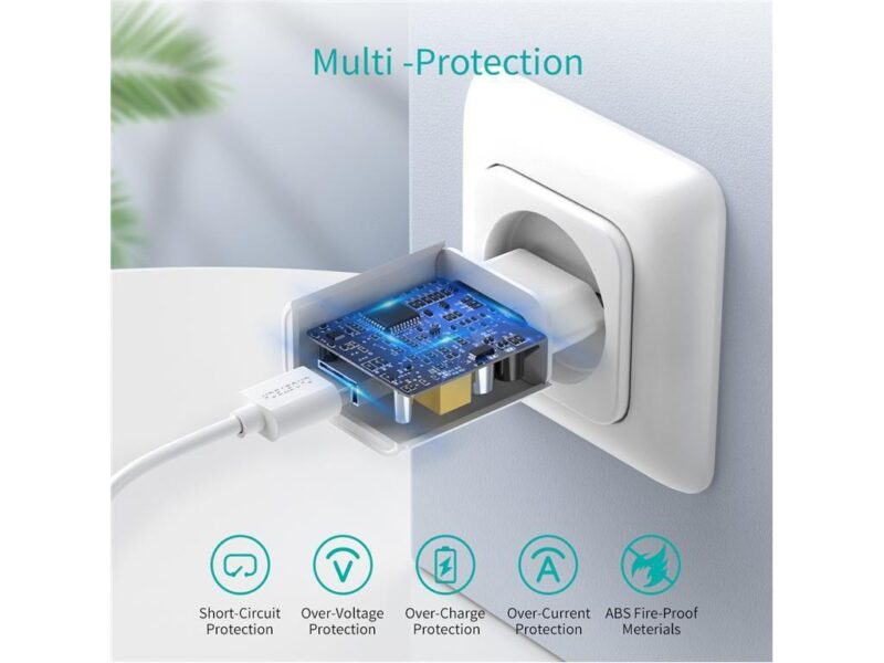 Incarcator Retea Choetech 1x Usb A Qc 30 18w Alb Q5003 Eu Wh