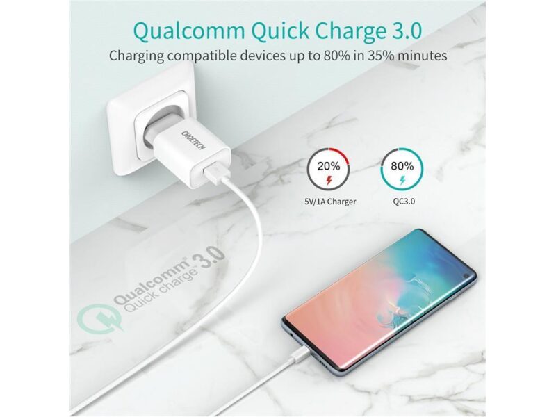 Incarcator Retea Choetech 1x Usb A Qc 30 18w Alb Q5003 Eu Wh