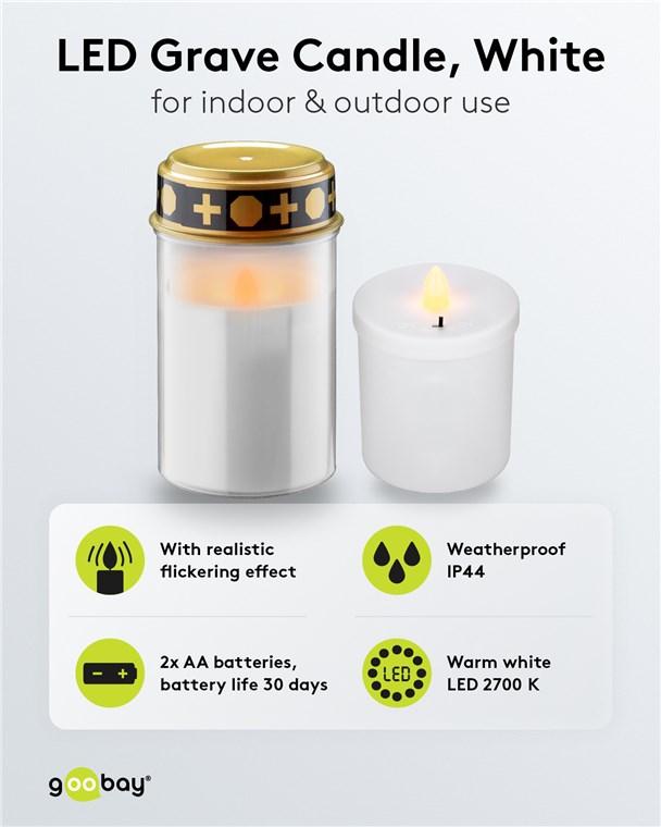 Lumanare Funerara Led Alb Cu Efect Palpaitor Realist Alb Cald 2700k Goobay 64604