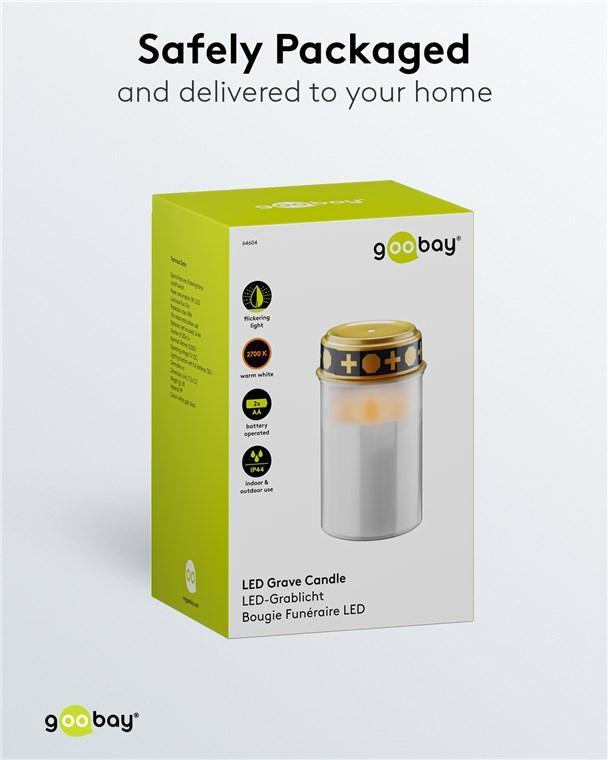 Lumanare Funerara Led Alb Cu Efect Palpaitor Realist Alb Cald 2700k Goobay 64604