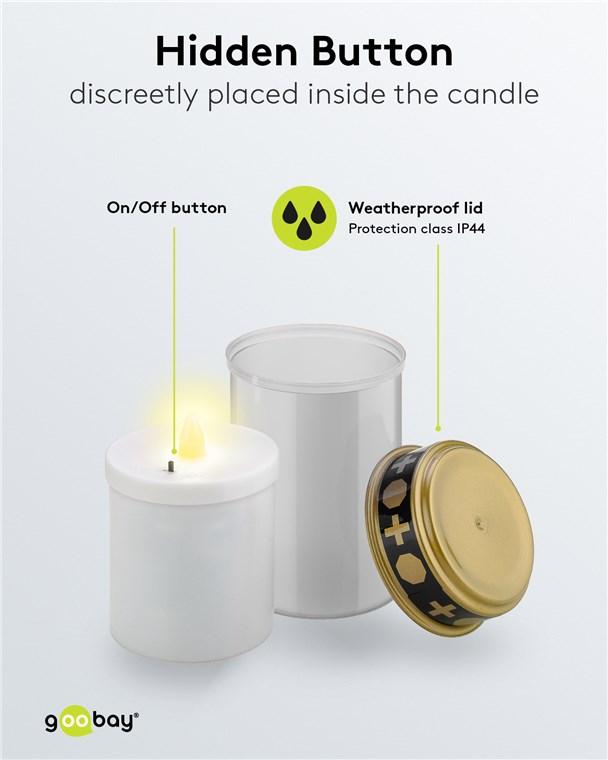 Lumanare Funerara Led Alb Cu Efect Palpaitor Realist Alb Cald 2700k Goobay 64604