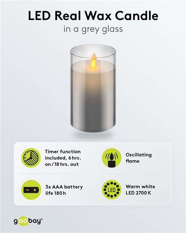 Lumanare Led Real Wax Din Sticla 75x125cm Goobay 60371
