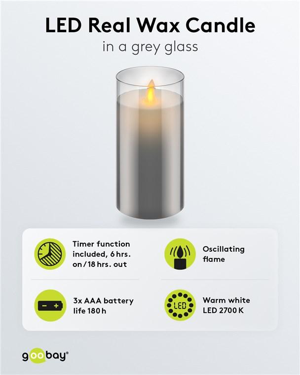 Lumanare Led Real Wax Din Sticla 75x15cm 3x Aaa Goobay 60372