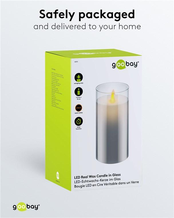 Lumanare Led Real Wax Din Sticla 75x15cm 3x Aaa Goobay 60372