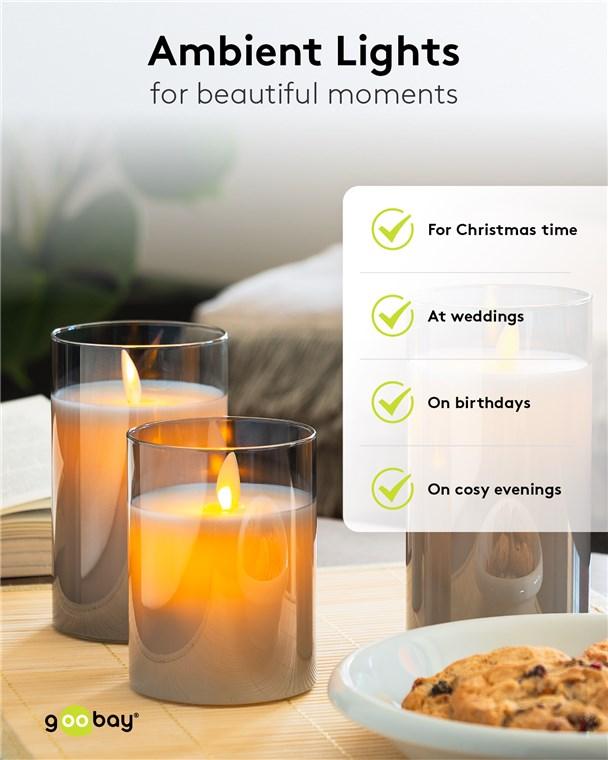 Lumanare Led Real Wax Din Sticla 75x15cm 3x Aaa Goobay 60372