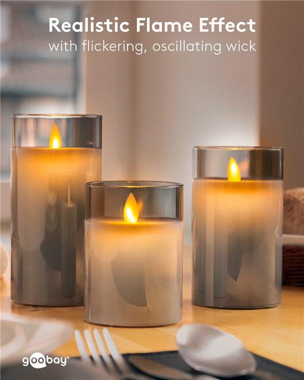 Lumanare Led Real Wax Din Sticla 75x15cm 3x Aaa Goobay 60372