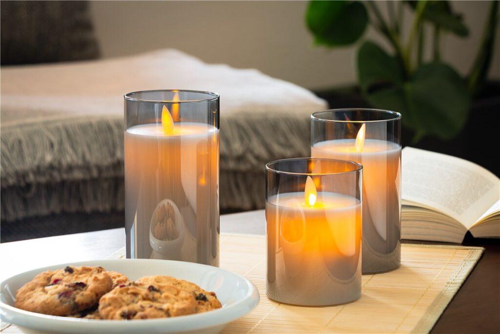 Lumanare Led Real Wax Din Sticla 75x15cm 3x Aaa Goobay 60372