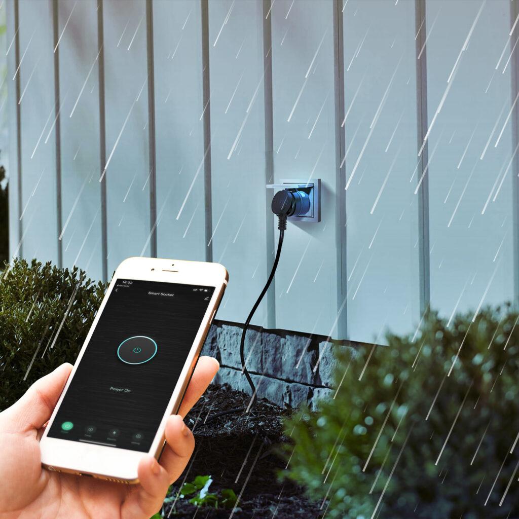 Priza Inteligenta Pentru Exterior Wi Fi Ipx4 Amazon Alexa Google Home Siri Ifttt Delight