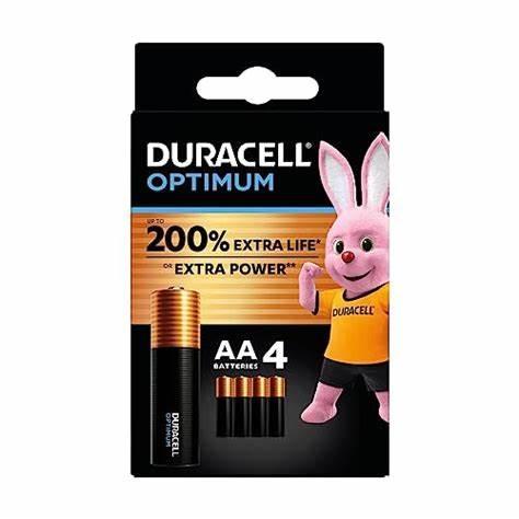 Set Baterii Alcaline Aa R3 Duracell Optimum 4buc Mx1500