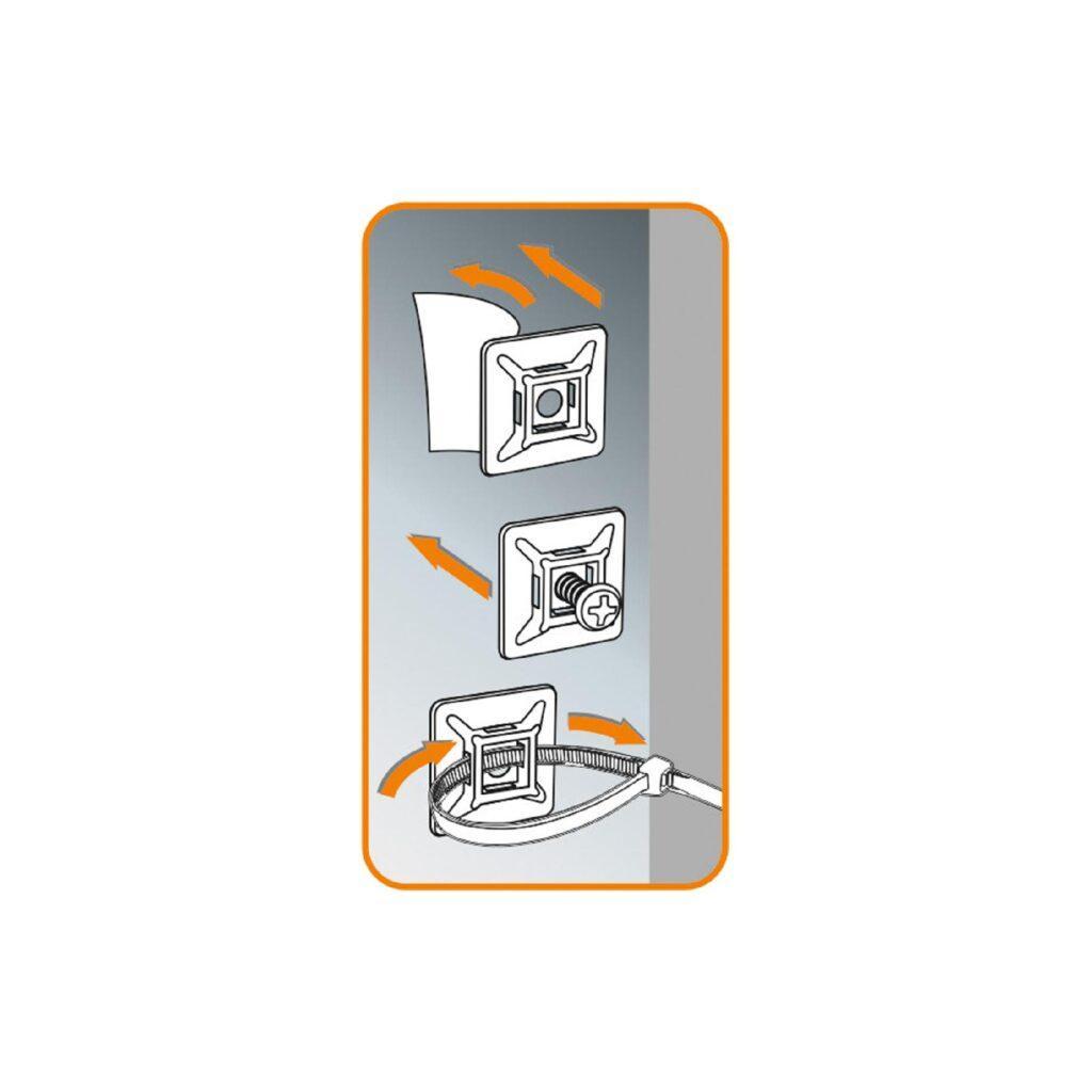 Set Suporti Coliere Cablu 50buc 28x28mm Negru Utilizare In Exterior Interior Autoadeziv Home