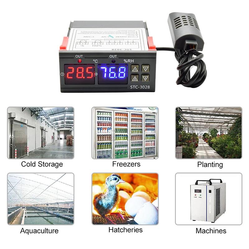 Termostat Temperatura Si Umiditate Stc 3028 230v 20 80c Eurokomp E6137