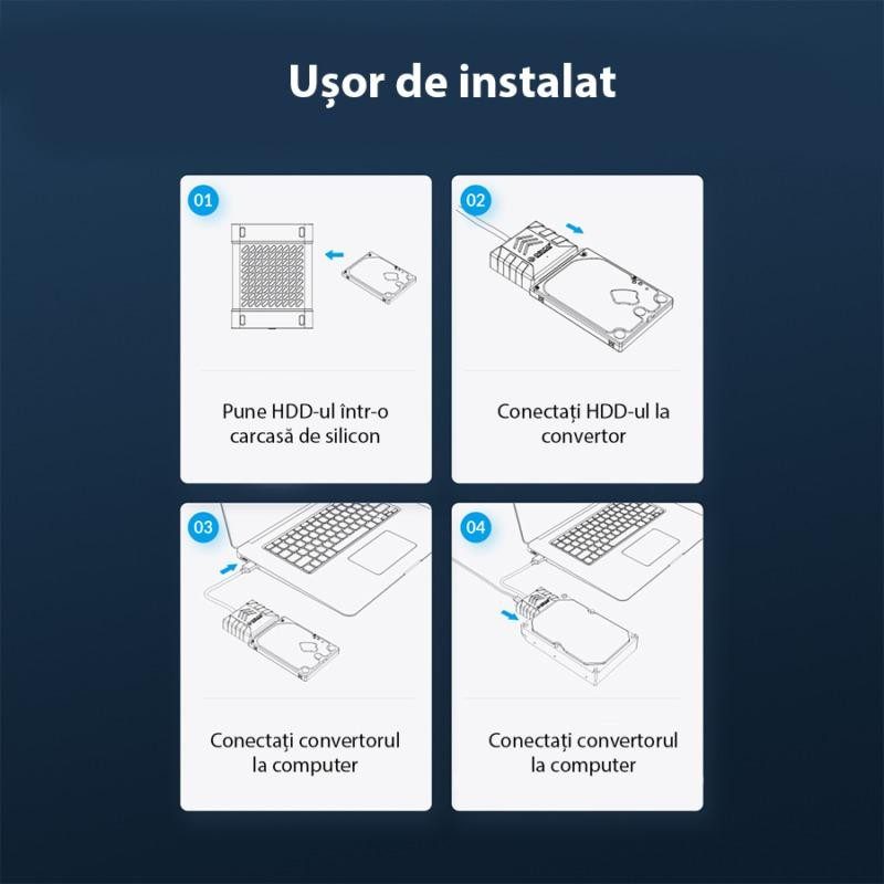 Adaptor ssd hdd usb20 25 orico uts1 2a 05 bk negru