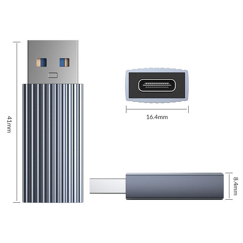 Adaptor usb a tata usb type c mama gri aluminiu orico ah ac10 gy 41x17x84 mm