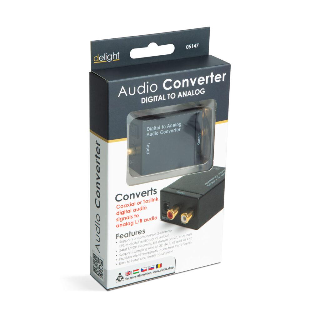 Convertor audio stereo intrare toslink rca digital la iesire analogic 2x rca catre amplificator alimentare usb delight 05147