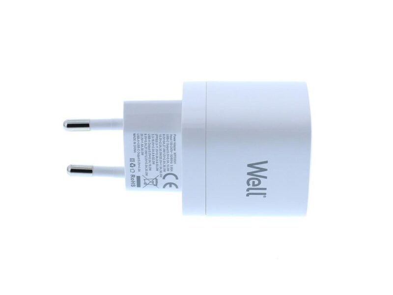 Incarcator Retea Usb Well Gan Usb Type C Pd30w Usb A 30w Pps 33w Alb