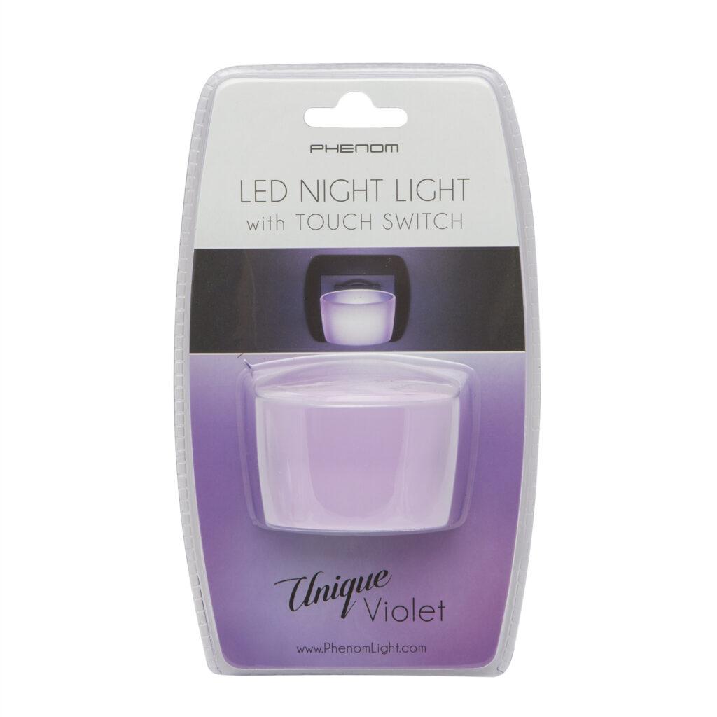 Lumina de veghe led cu senzor tactil violet 1 led 1w 6x4x5 cm phenom