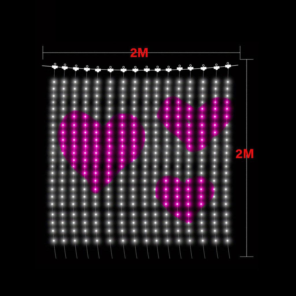 Perdea luminoasa inteligenta bluetooth 50 wi fi 400 led rgbic 16 milioane de culori 2x2m ip44