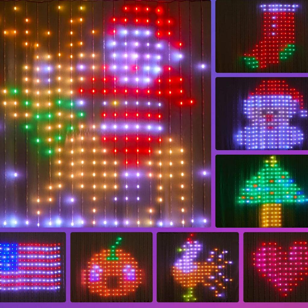 Perdea luminoasa inteligenta bluetooth 50 wi fi 400 led rgbic 16 milioane de culori 2x2m ip44