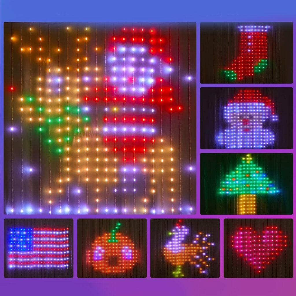 Perdea luminoasa inteligenta bluetooth 50 wi fi 400 led rgbic 16 milioane de culori 2x2m ip44